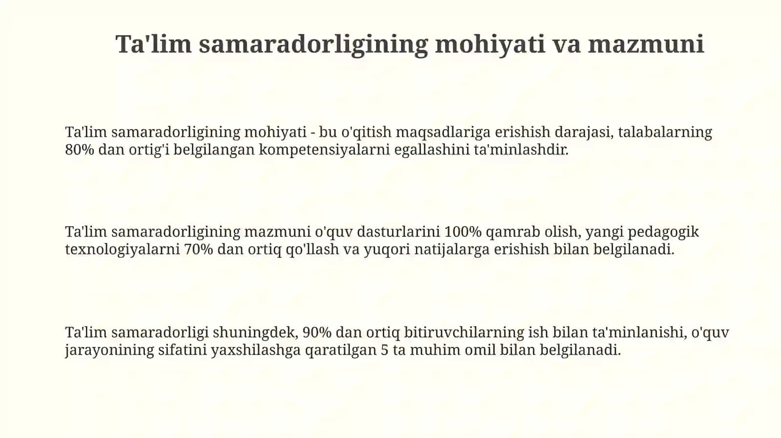 Ta'lim samaradorligining mazmuni va vamohiyati 3