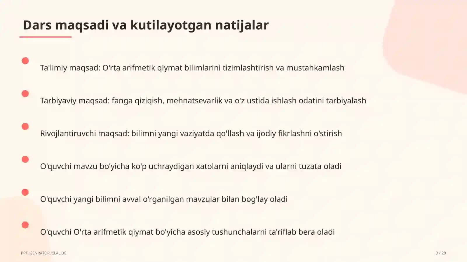 O'rta arifmetik qiymat (5-sinf) 3