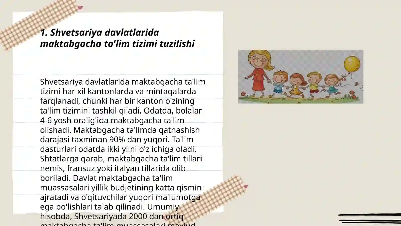 Shvetsariya davlatlaridagi Maktabgacha ta'lim tizimiga qiyosiy tahlil 3
