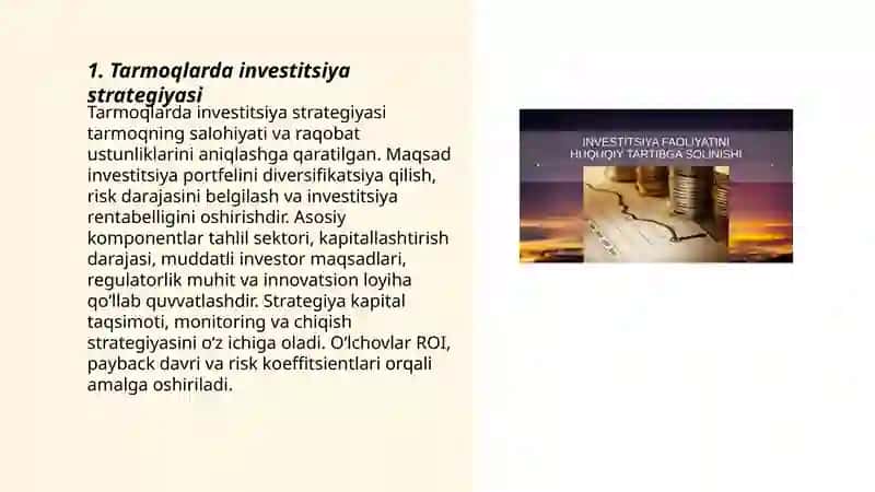 Tarmoqlarda investitsiya strategiyasi 3
