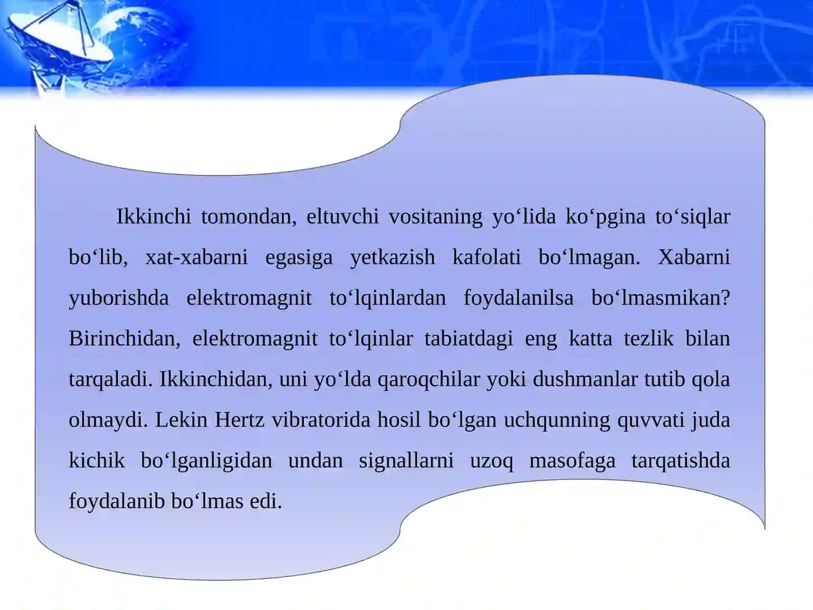 Radioaloqaning fizik asoslari. Eng sodda radioning tuzilishi va ishlashi. Radiolokatsiya mavzusida 11-sinf fizika fanidan taqdimot. 3