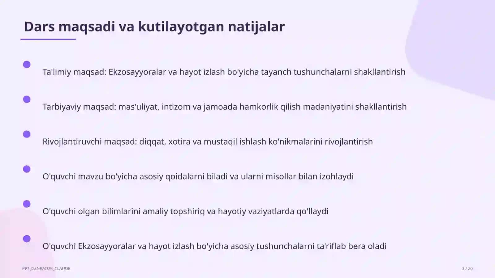 Ekzosayyoralar va hayot izlash (11-sinf) 3