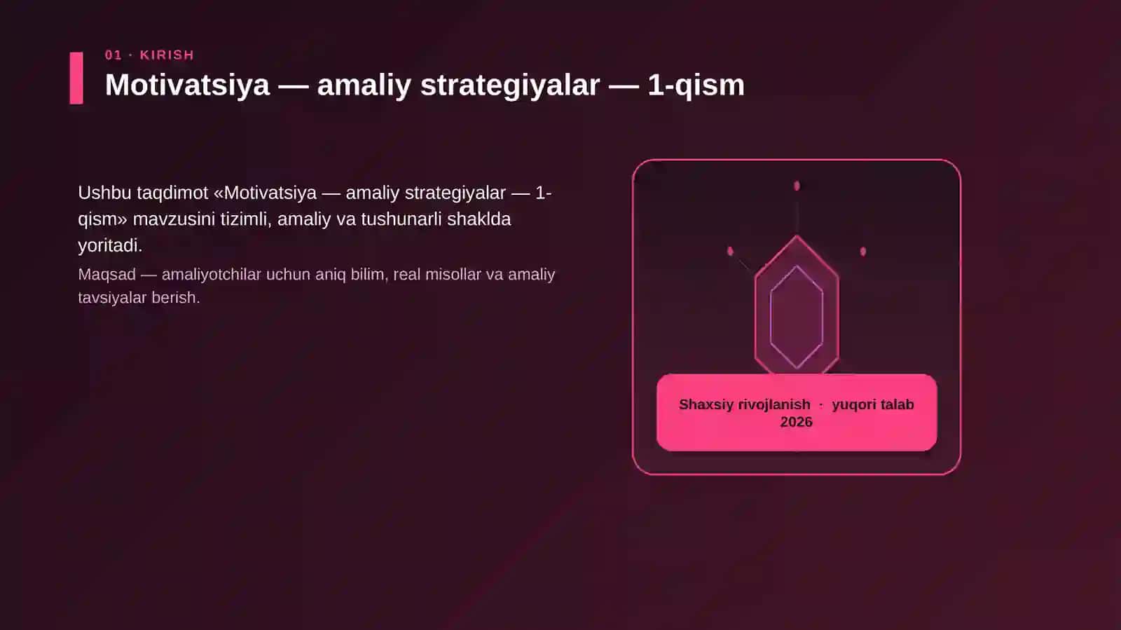 Motivatsiya — amaliy strategiyalar — 1-qism 3