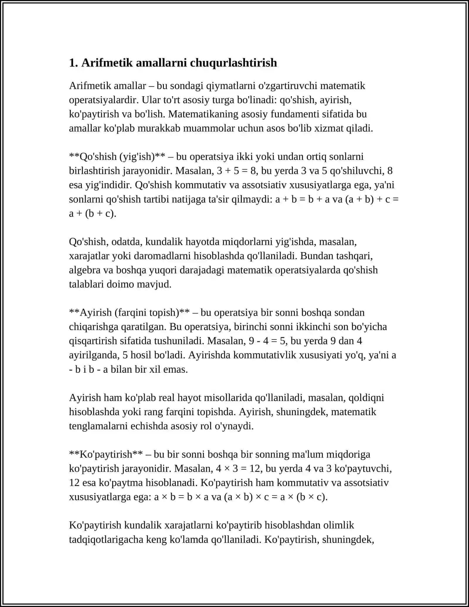 BOSHLANG'ICH SINFDA MATEMATIKADAN IQTIDORLI O'QUVCHILAR BILAN ISHLASH.3-SINF MISOLIDA 3