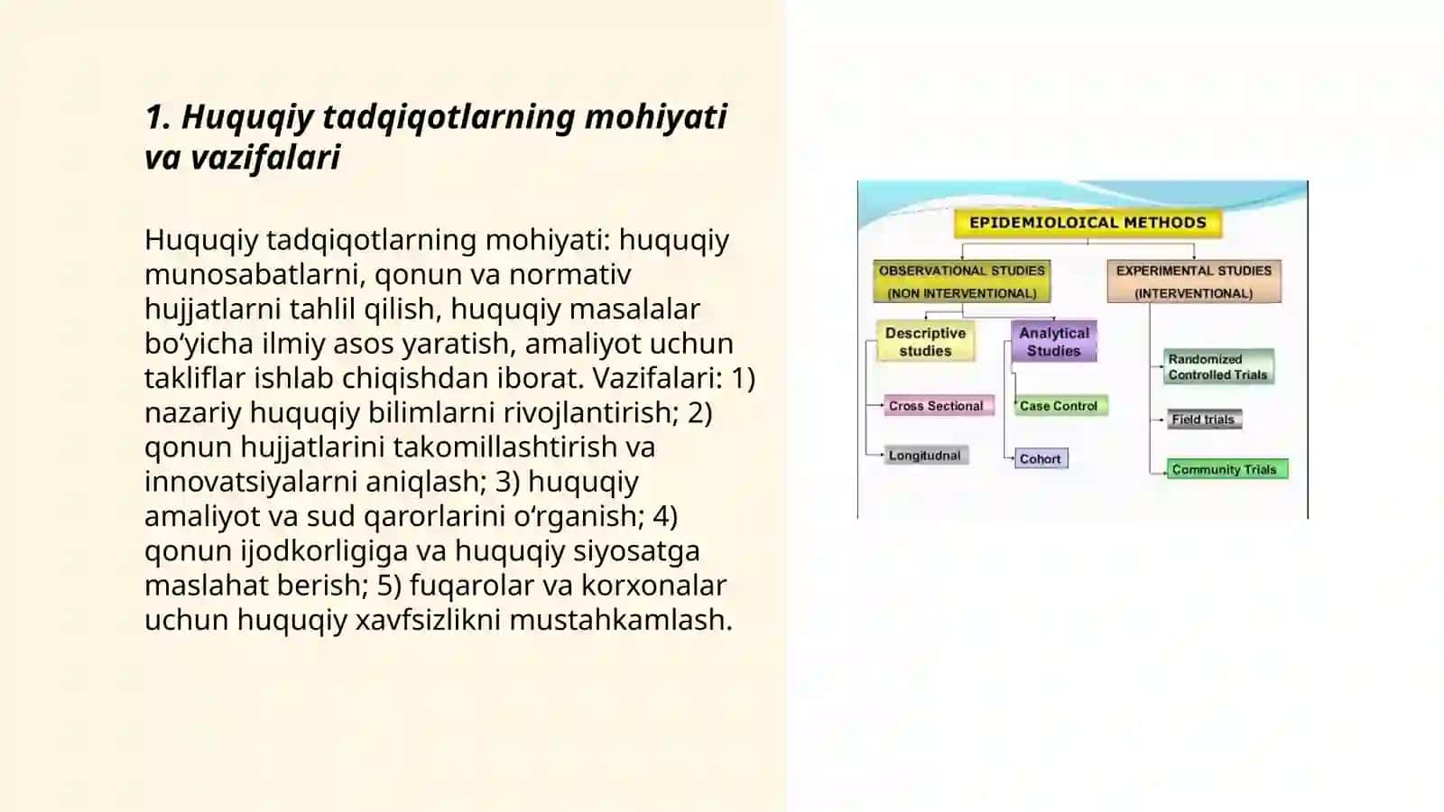 Huquqiy tadiqotlar va ularning asosiy turlari slayd 3
