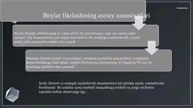Boylar kabi fikrlashning o`ziga xos xususiyatlari 3
