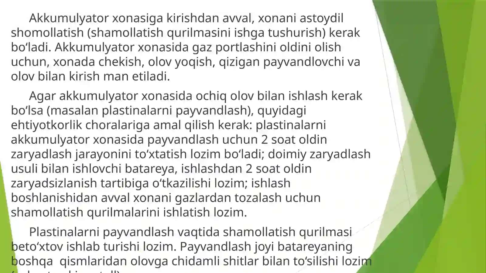 TA’MINOT QURILMALARI VA AKKUMULYATOR BATAREYALARDAGI O‘LCHOVLAR 3