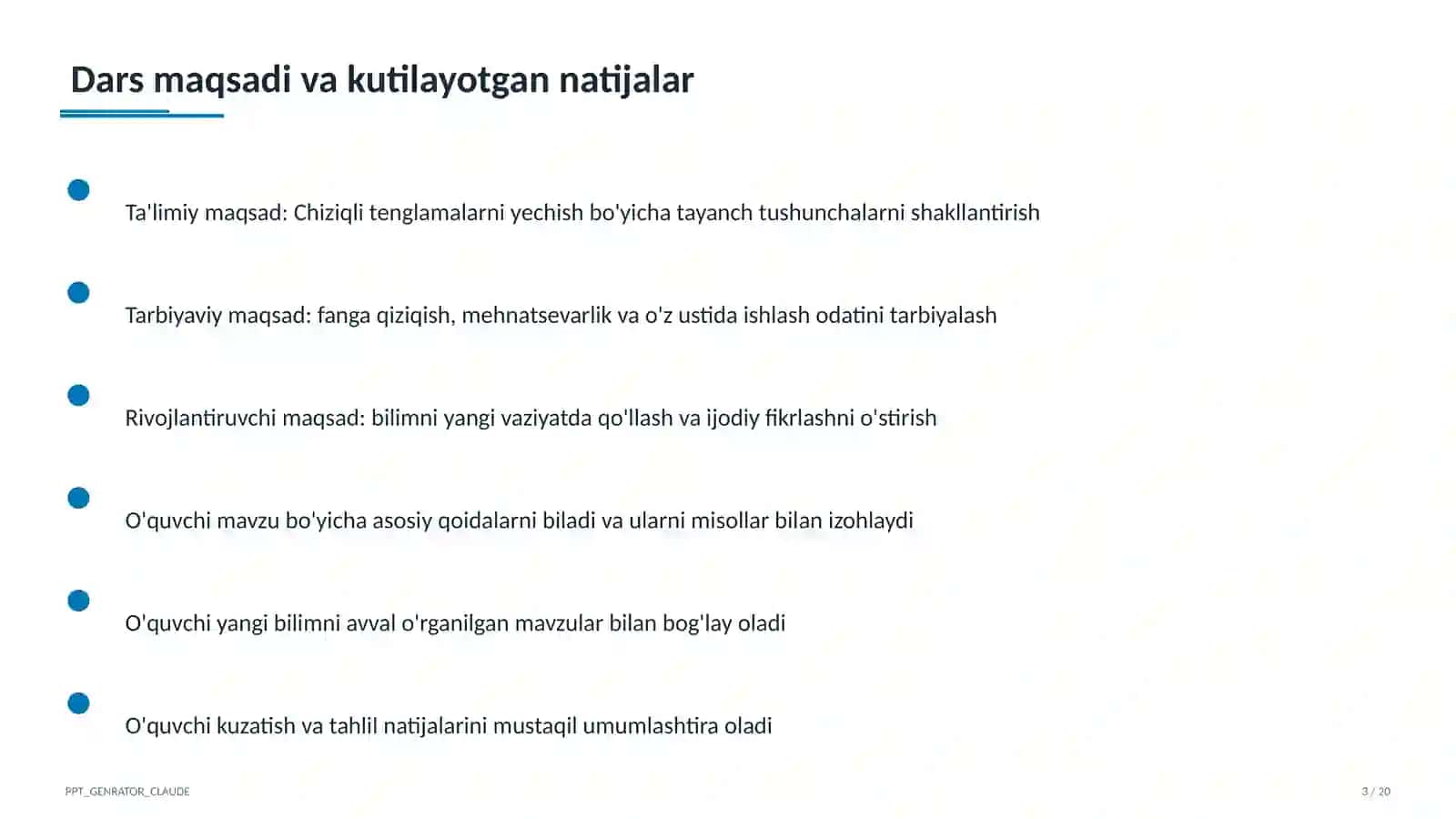 Chiziqli tenglamalarni yechish (6-sinf) 3