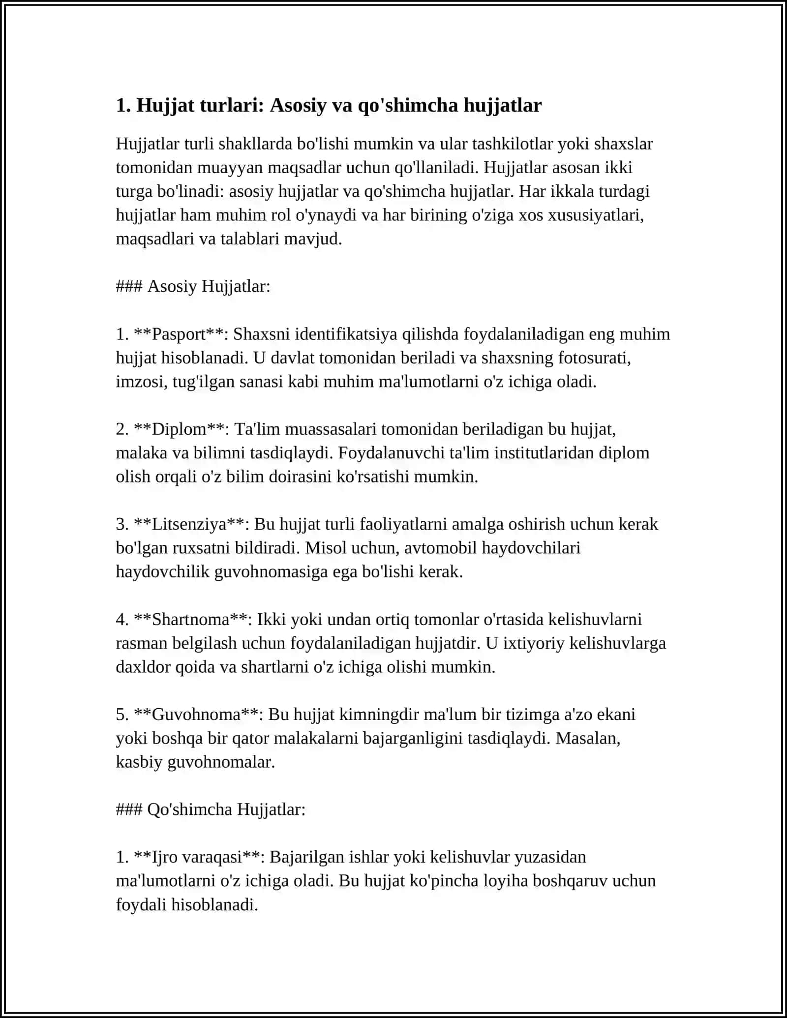 HUJJAT TURLARI VA XUSUSIYATLARI.ISH YURITISH ULUBI 3