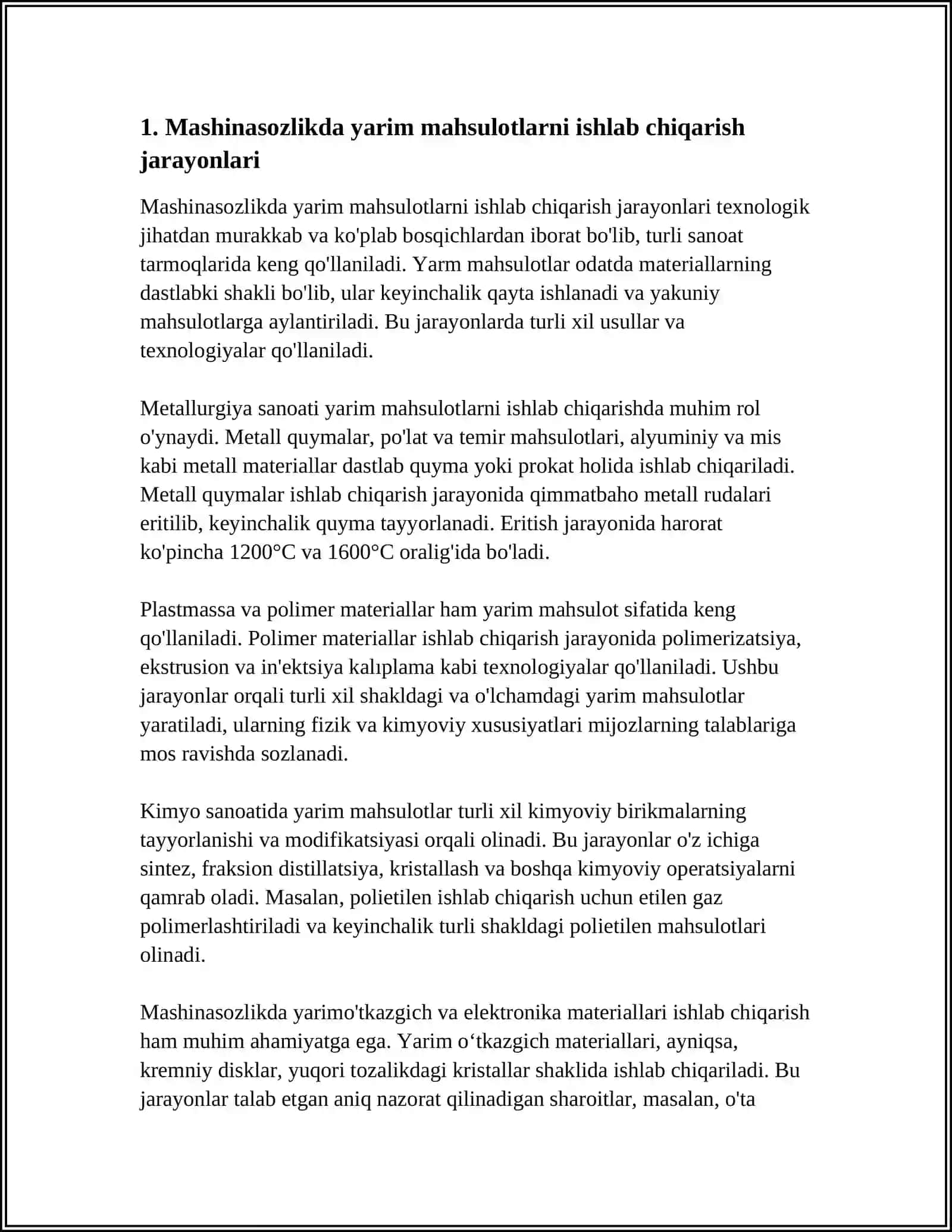 MASHINASOZLIKDA YARIM MAHSULOTLARNI VA DETALLARINI ISHLAB CHIQARISHDAGI TEXNOLOGIK JARAYONLAR 3