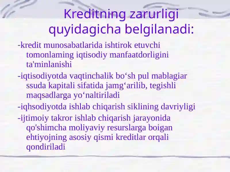 KREDITNINGSHAKLLARI VATURLARI,FUNKTSIYALARI 3
