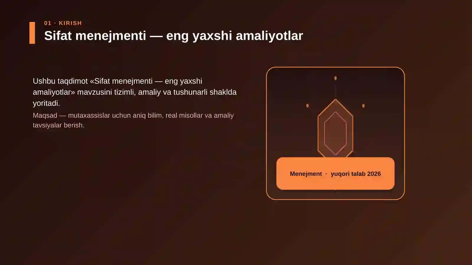 Sifat menejmenti — eng yaxshi amaliyotlar 3