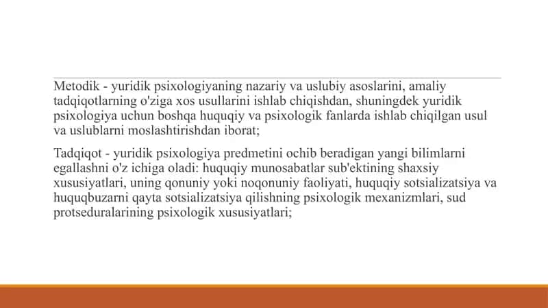 Yuridik psixologiya fanining predmeti, maqsad vazifalari 3