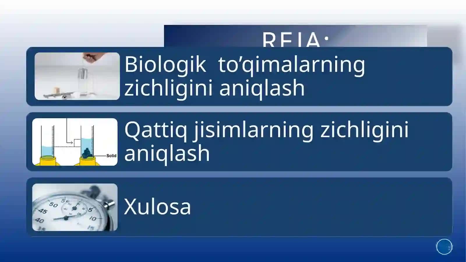 Biologik to’qimalar va qattiq jisimlarning zichligini aniqlash 3