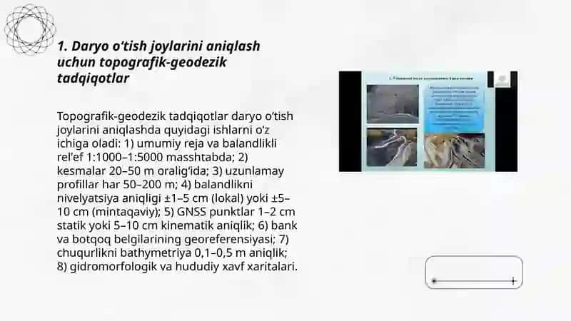 koʻprik oʻtish joylarini qidiruv va qurilishdagi gidrologik ishlaridagi giodezik oʻlchashlar 3