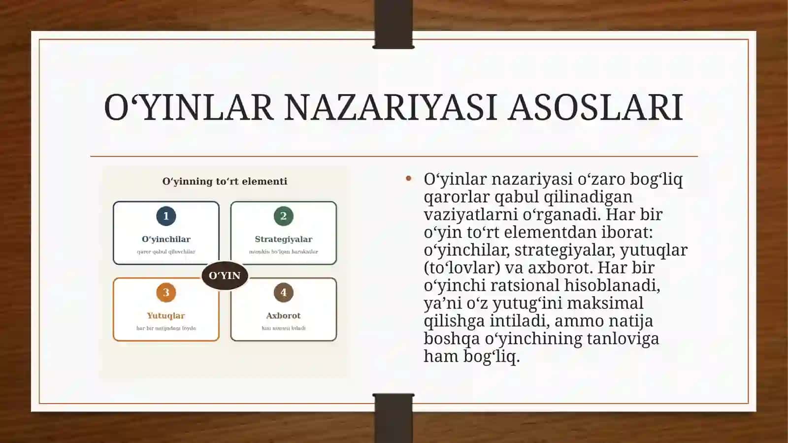Ikki tomonlama o‘yin: nazariy va amaliyot 3