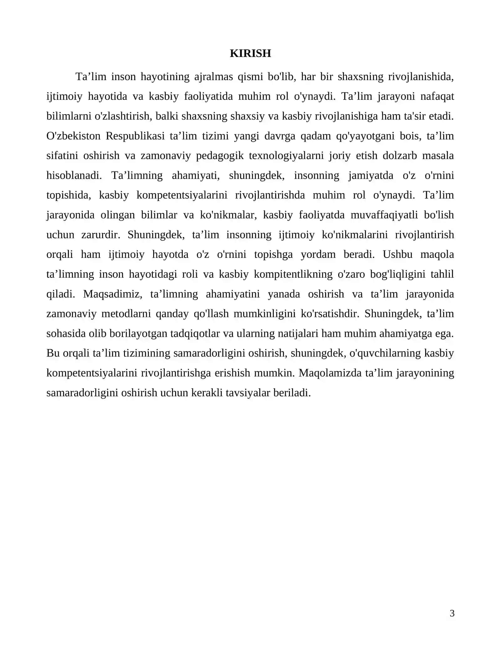 Ta’limning inson hayotidagi roli va kasbiy kompitentlik 3