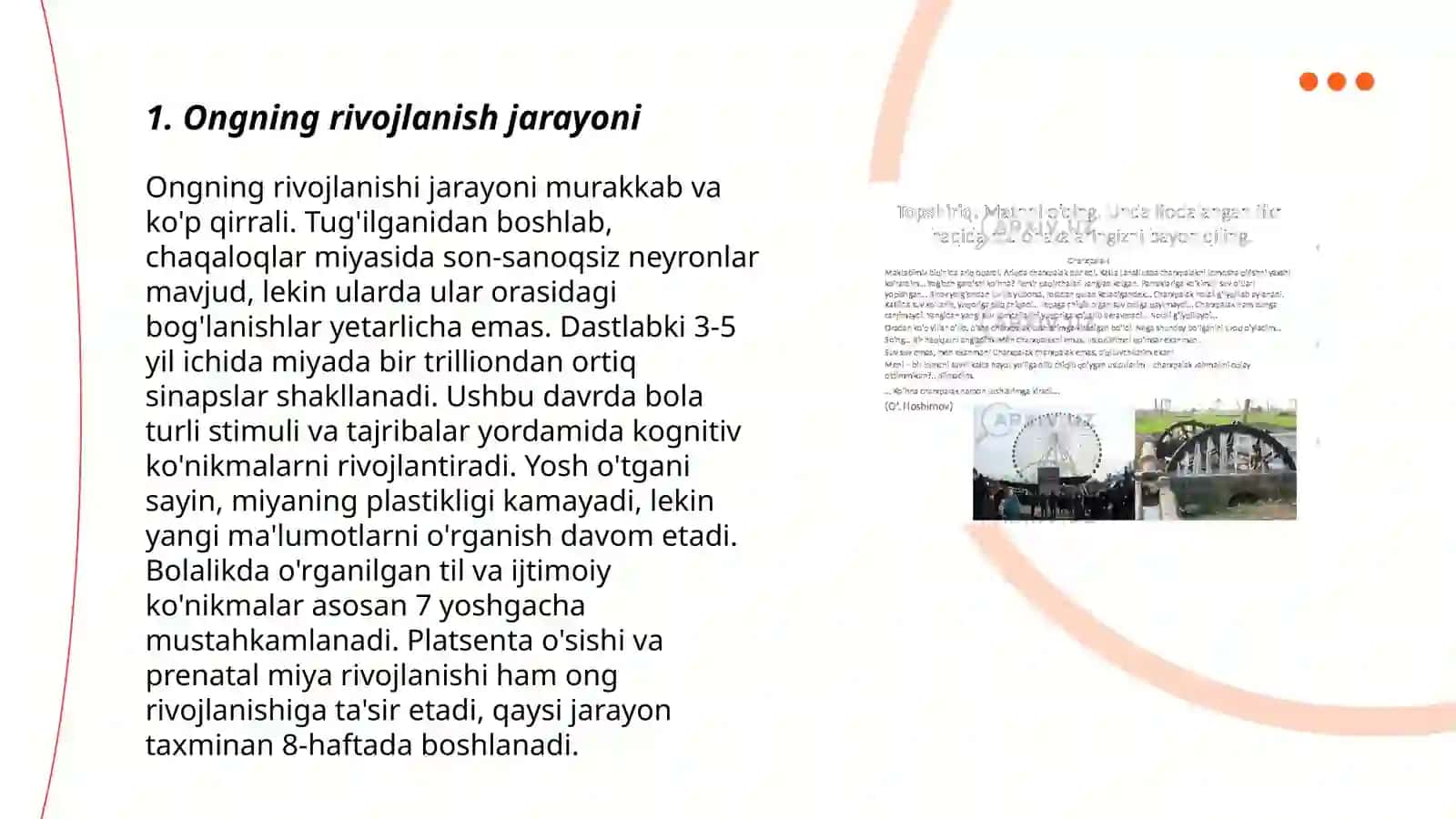 Ongning taraqqiyoti va uning paydo boʻlishi 3