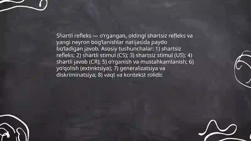 Shartli reflekslarning hosil boʻlishini oʻrganish 3