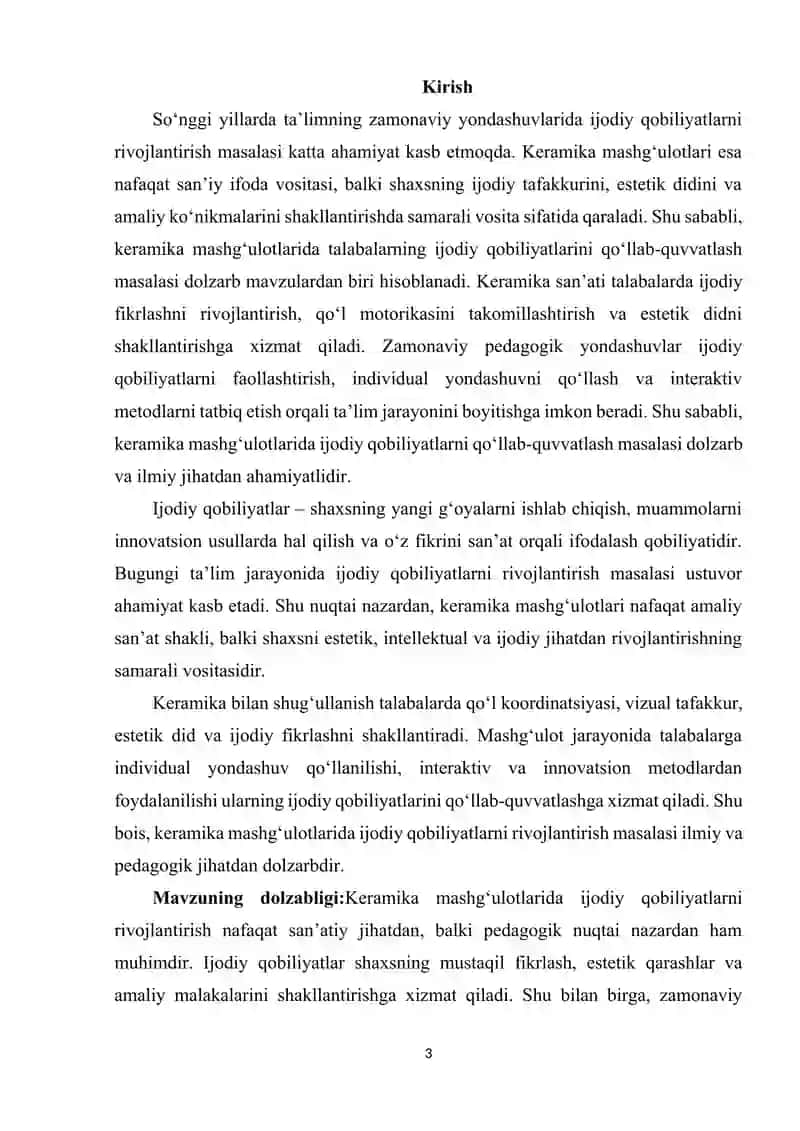 Keramika mashgʻulotlarida ijodiy qobiliyatlarni qoʻllab quvvatlash 3