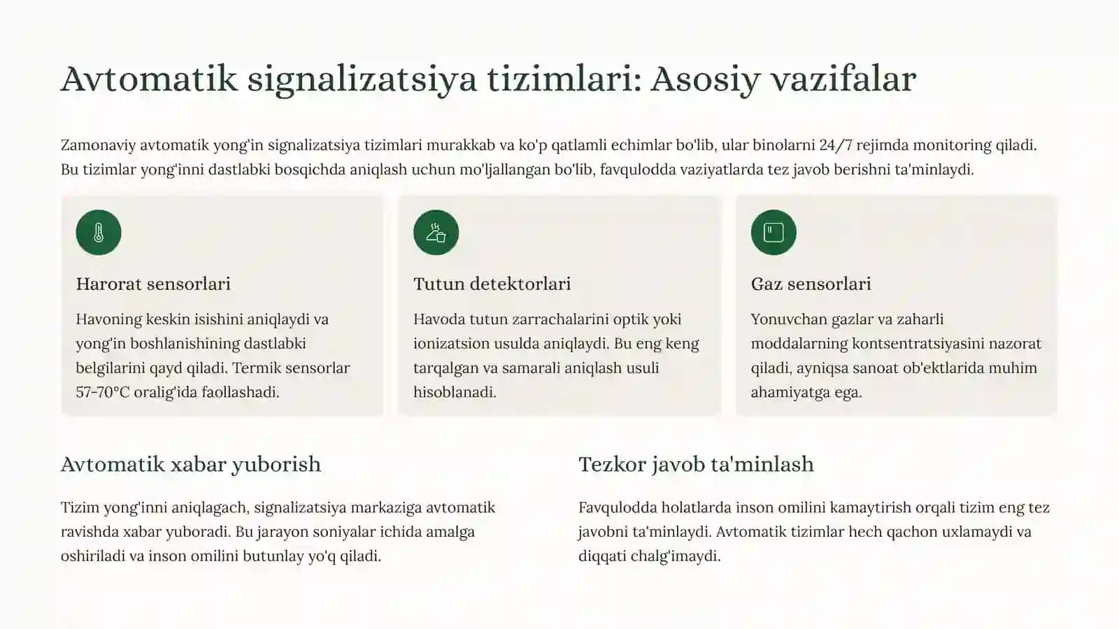 Avtomatik Yong'inga Qarshi Signalizatsiya va O'chirish Tizimlari 3