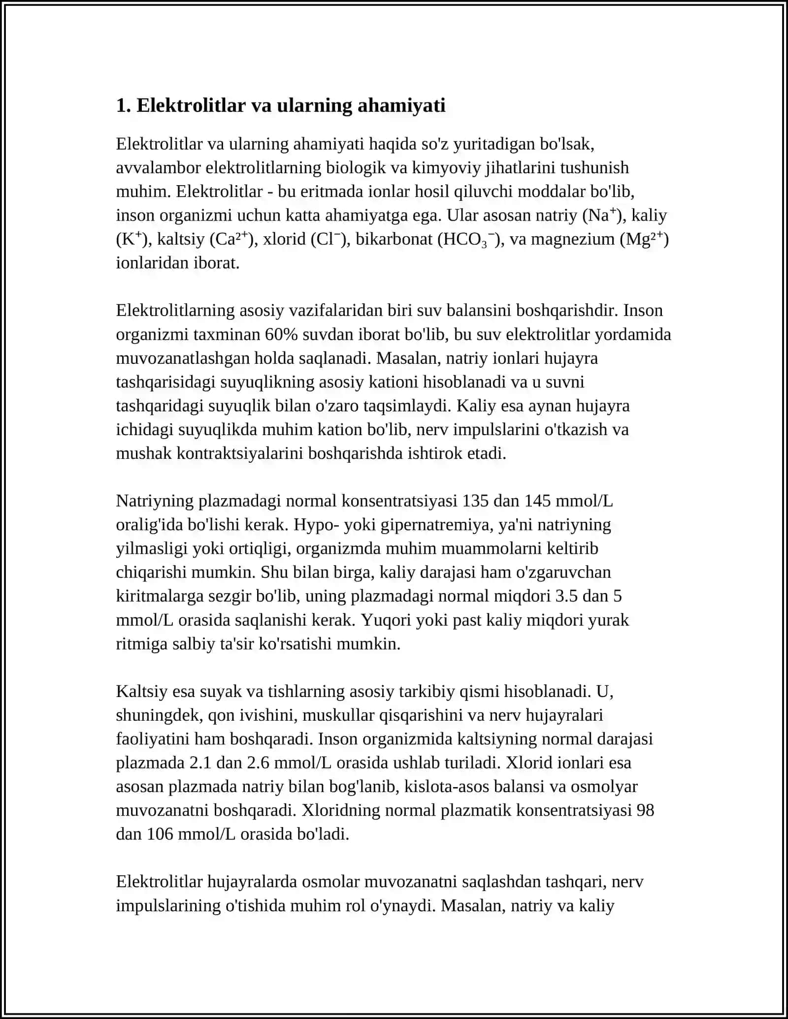 ORGANIZMNING BIOLOGIK SUYUQLIKLARI ELEKTROLIT VA NOELEKTROLITLAR ERITMALARI SIFATIDA 3