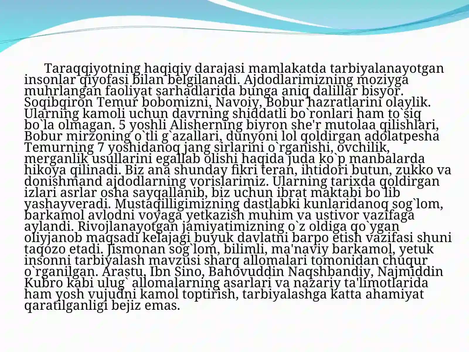 Shaxs kamolotida milliy tarbiyaning o`rni 3