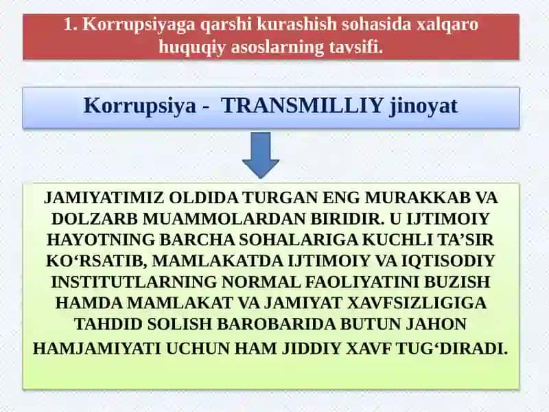 Korrupsiyaga qarshi kurashish sohasidaxalqaro huquqiy asoslar 3