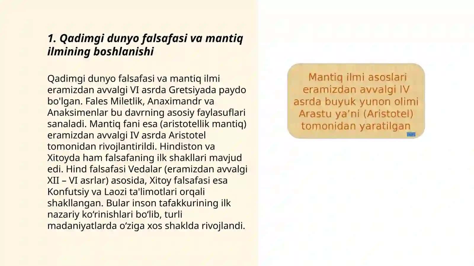 Qadimgi dunyo falsafasi va mantiq ilmining shakllanishi 3