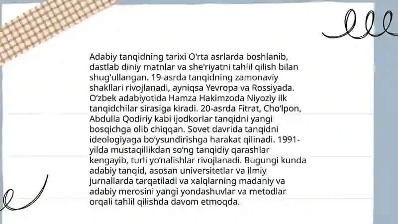 Adabiyotshunoslik fanining tarkibiy qismi adabiy tanqidda nima o'rganiladi 3