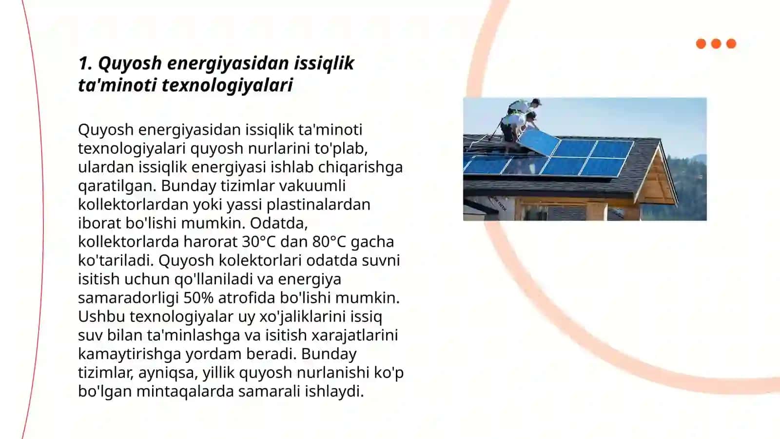 Quyosh energiyasidan issiqlik taʼminotida foydalanish 3