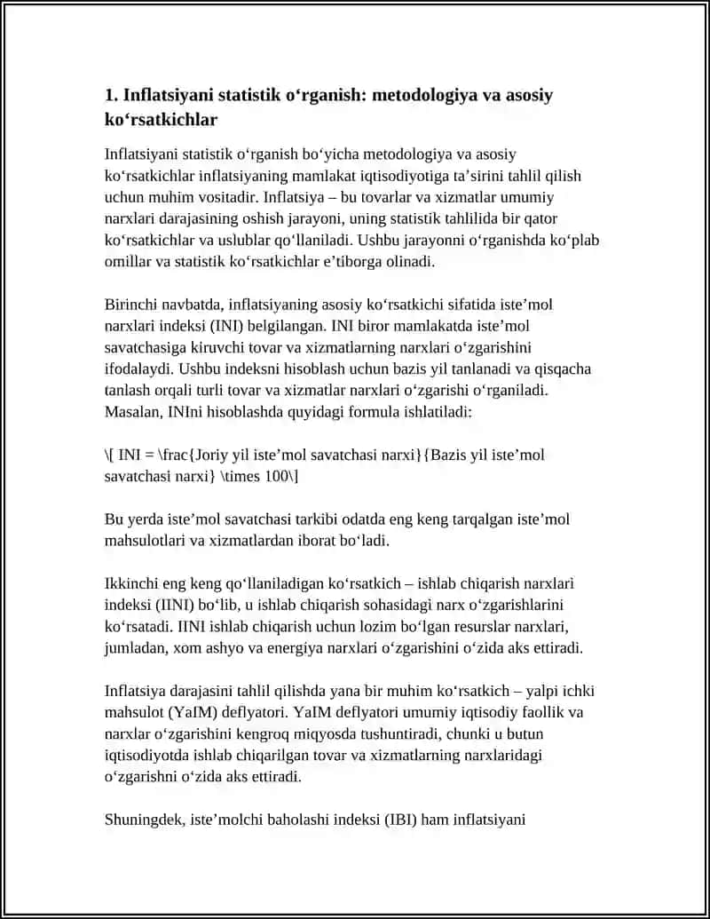 INFLYATSIYANI STATISTIK O‘RGANISH VA UNING TURMUSH DARAJASIGA TA’SIRI 3