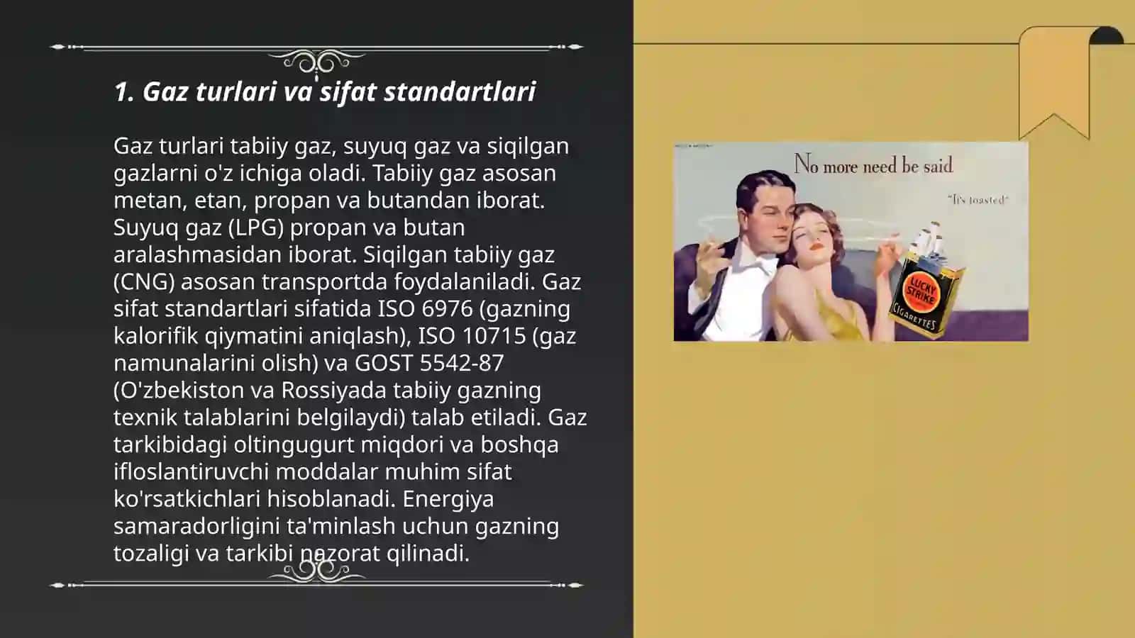 Gaz turlari va sifat standartlari 3