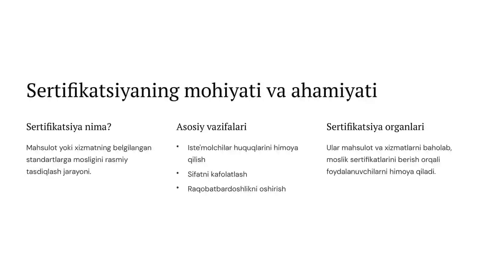 Standartlashtirish, sertifikatsiya va metrologiya fanining vazifasi va mohiyati 3