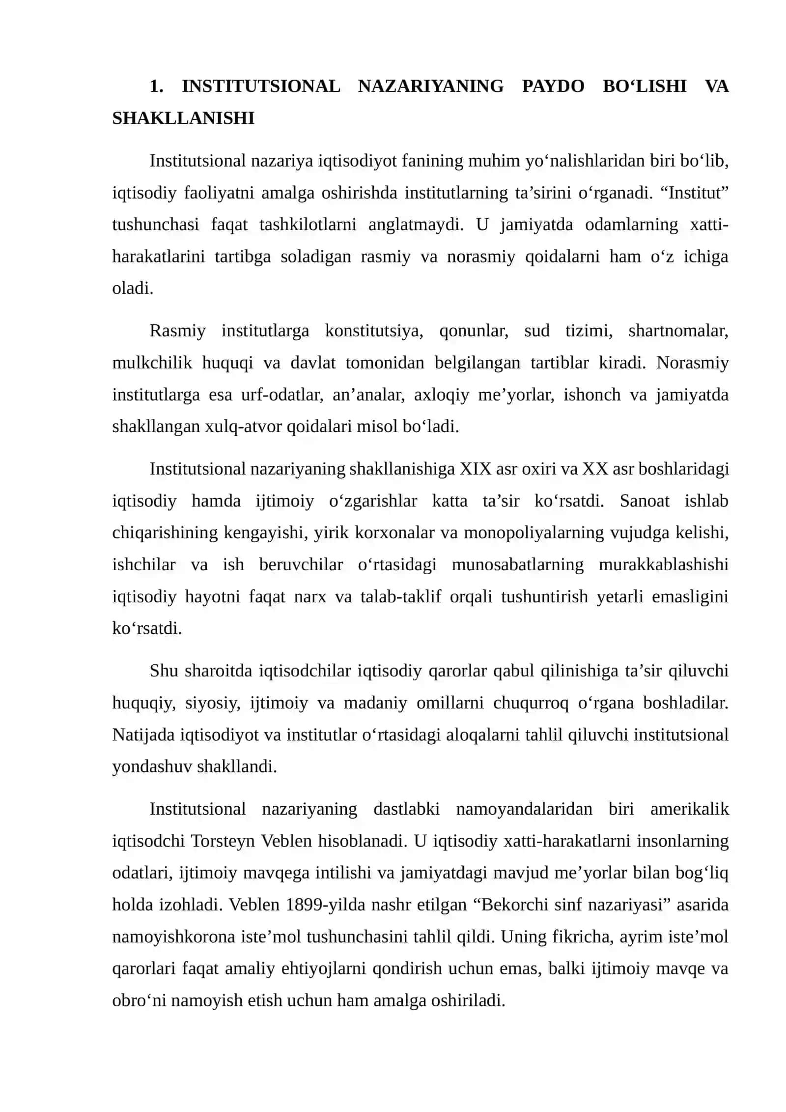 INSTITUTSIONAL NAZARIYANING PAYDO BO‘LISHI VA RIVOJLANISHI BO‘YICHA ADABIYOTLAR SHARHI 3