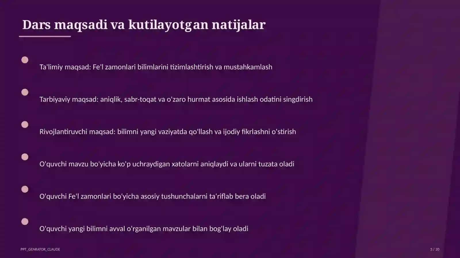 Fe'l zamonlari (4-sinf) 3