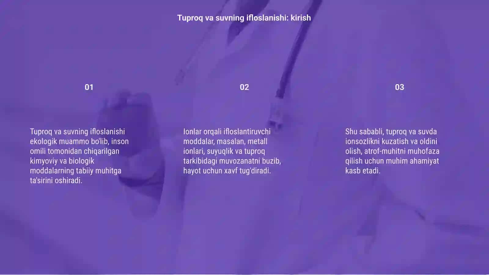 Tuproq va suvning ifloslanishi va ionlar 3