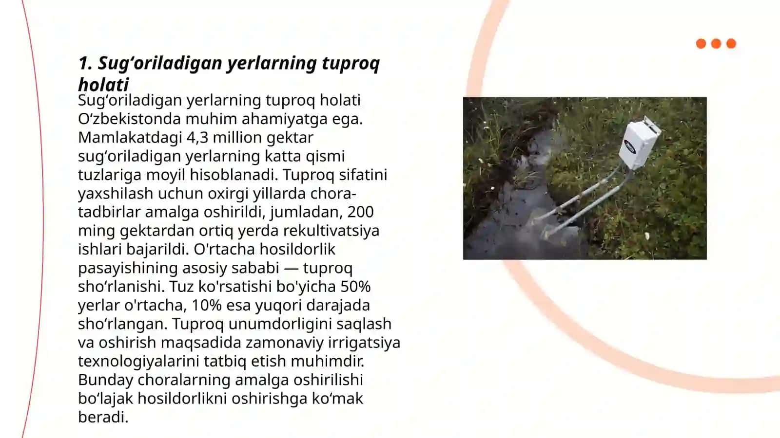 Sugʻoriladigan yerlarda ekologik monitoring 3