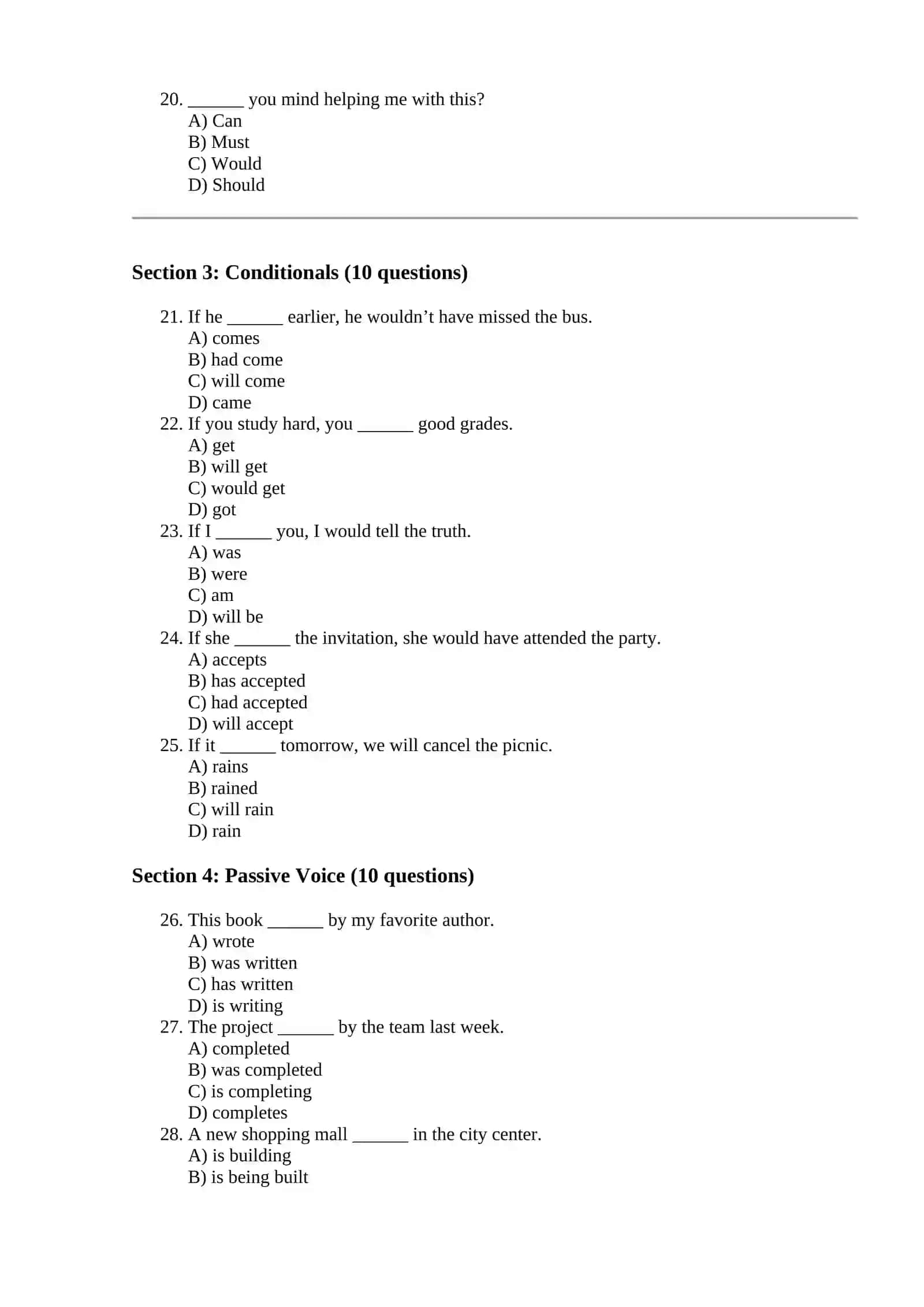 English tests grammar 3