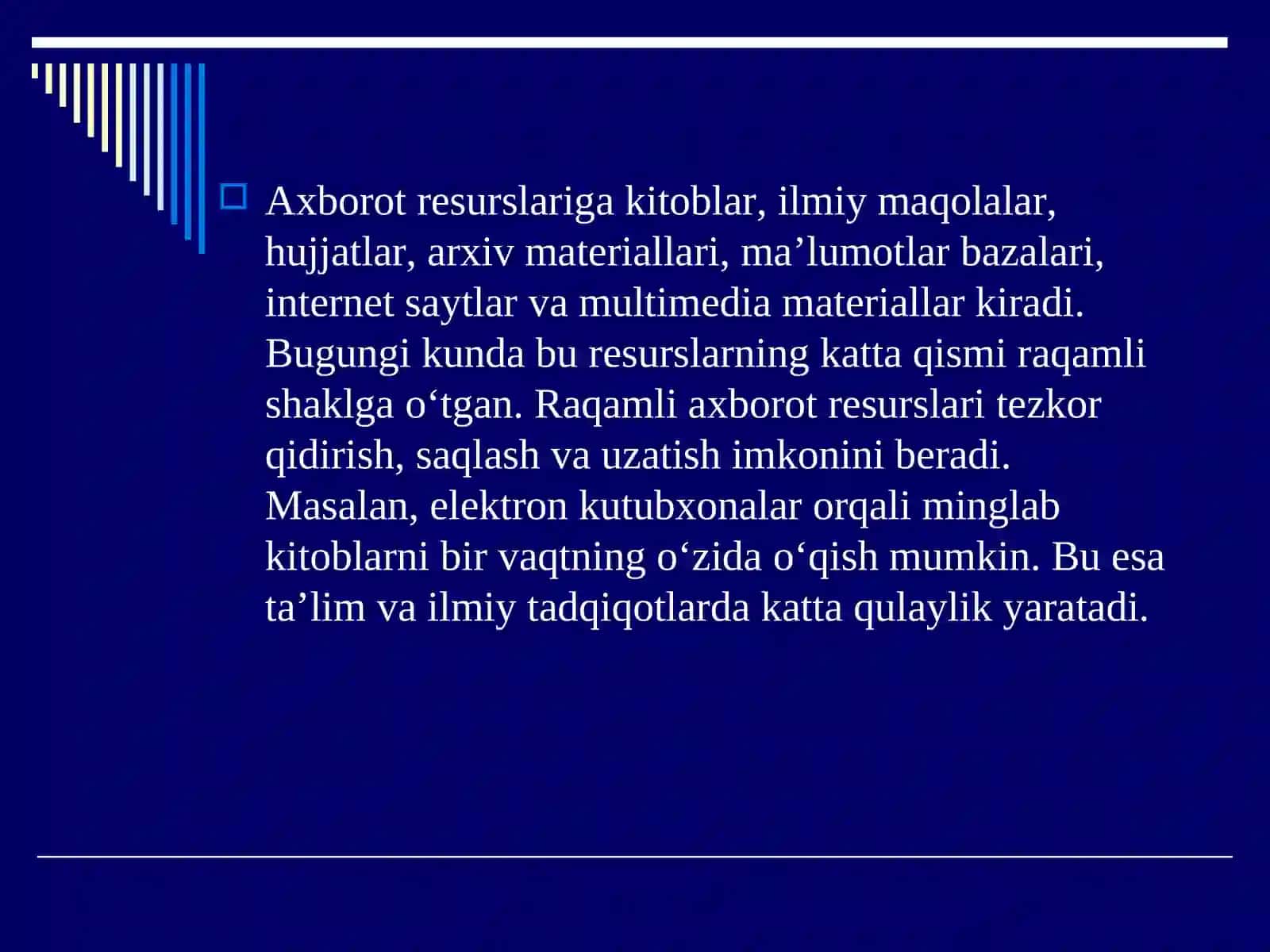 Axborot resurslari – axborot texnologiyalarining asosi 3