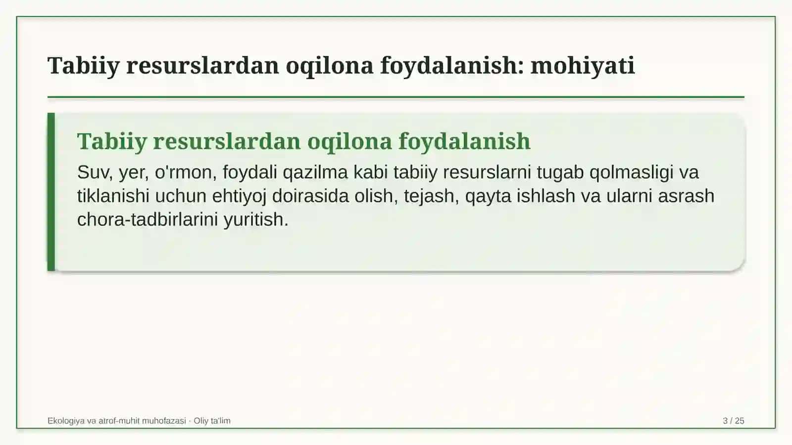 Ekologiya va Atrof-muhit Muhofazasi 3