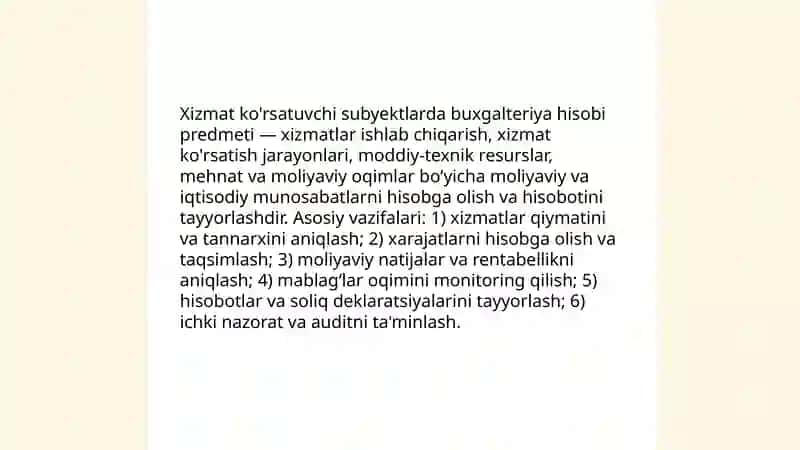 Xizmat ko'rsatuvchi subyektlarda buxgalteriya hisobi 3