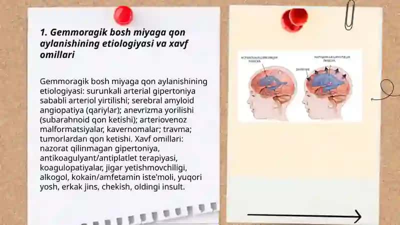 Bosh miyaga qon aylanishining oʻtkir buzulishi gemmoragik tipda etiologiyasi turlari klinikasi diagnostikasi davolash birinchi yordam koʻrsatish 3