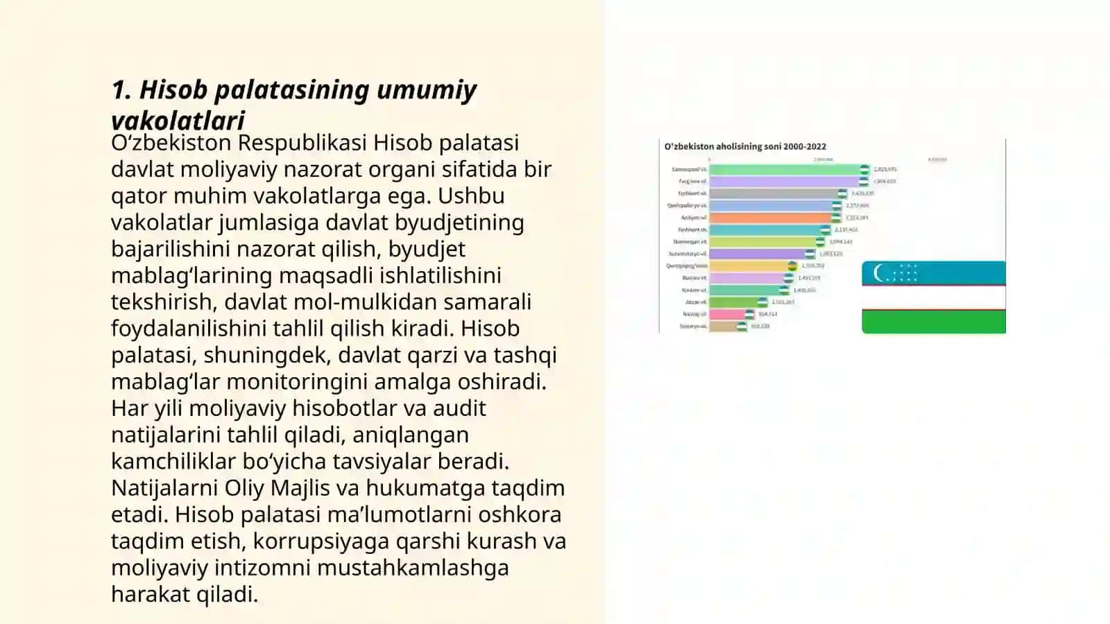 O`zbekiston Respublikasi Hisob palatasining asosiy vakolatlari 3
