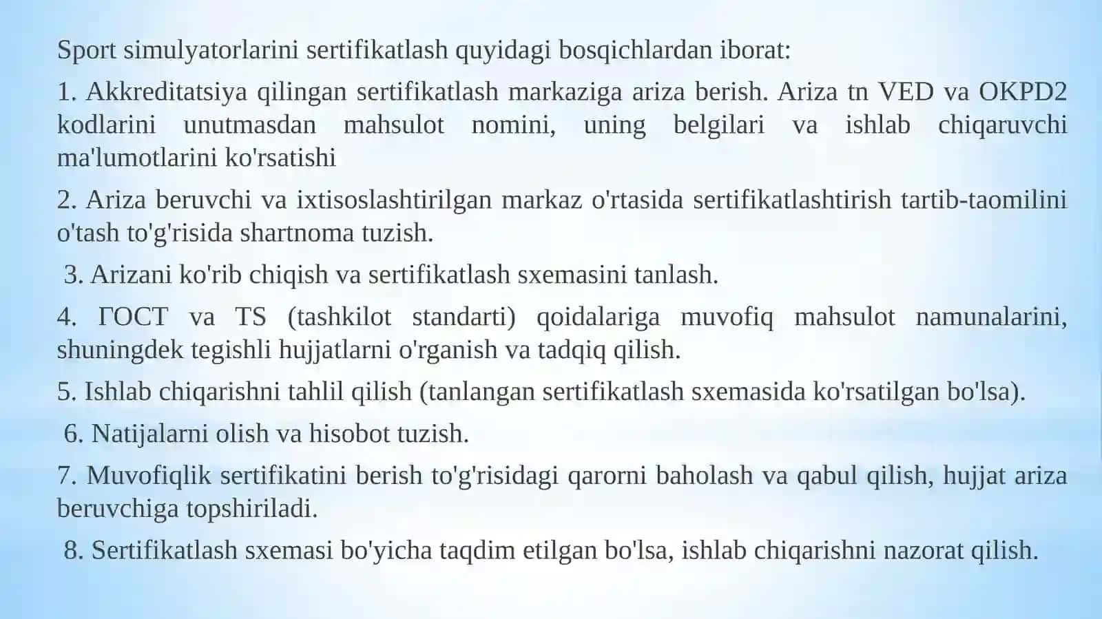 Sport molari xalqaro sertifikatlash 3