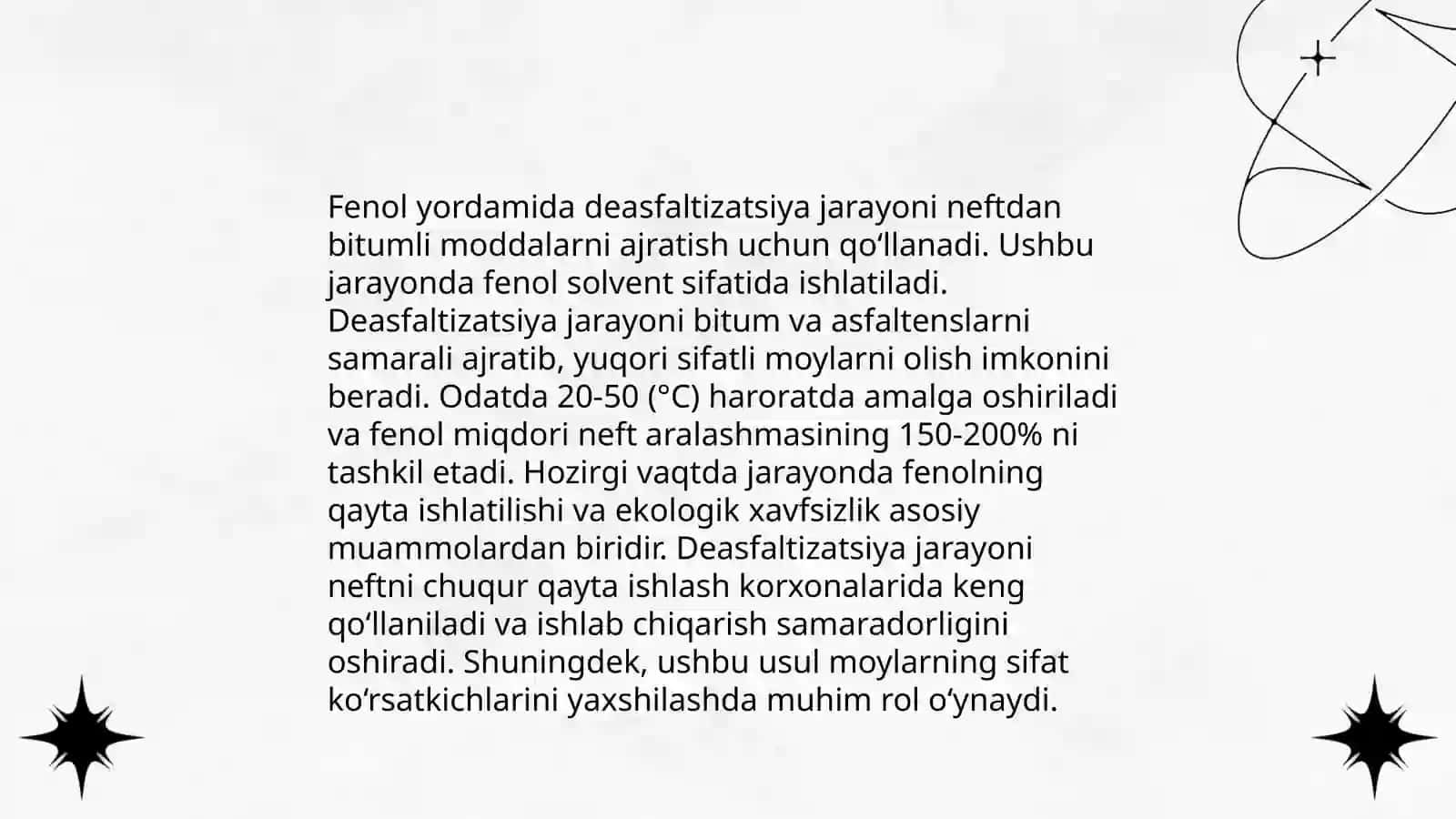 Fenol yordamida deasfaltizatsiya jarayoni 3
