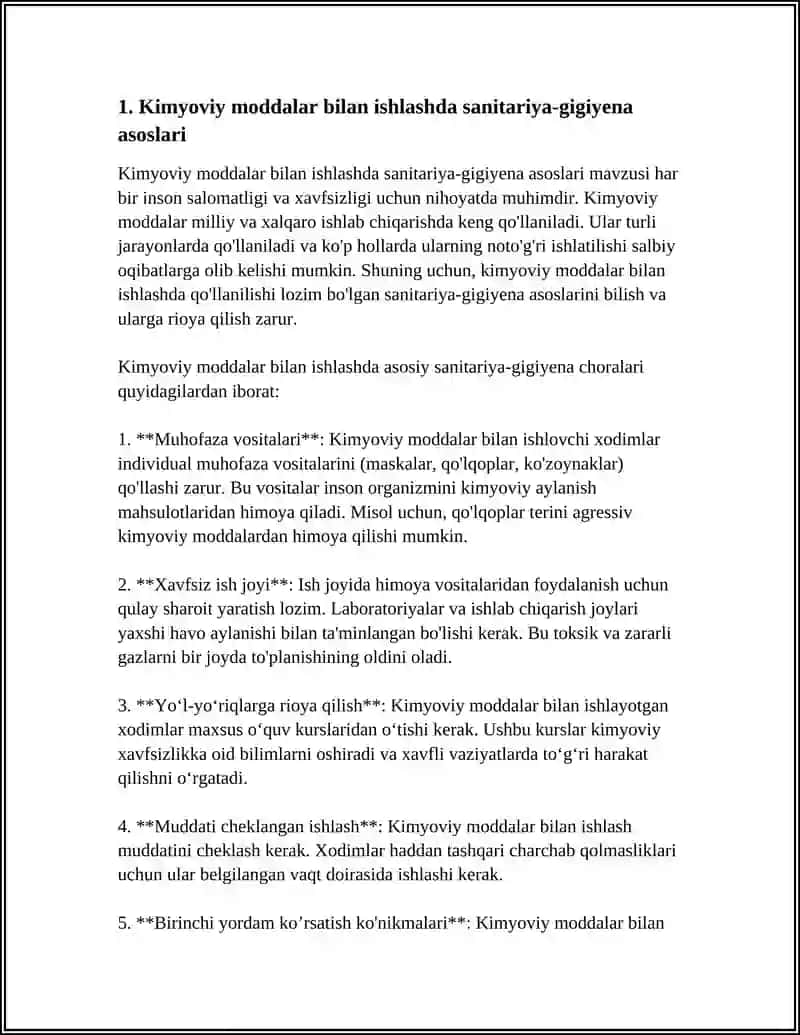 KIMYOVIY MODDALAR BILAN ISHLASHDA SANITARIYA CHORALARI 3