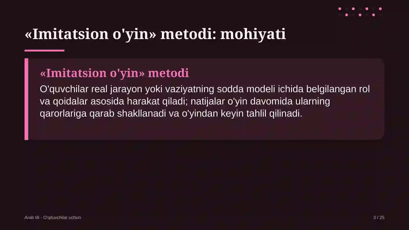 arab tili darslarida imitatsion o'yin metodidan foydalanish 1359 3