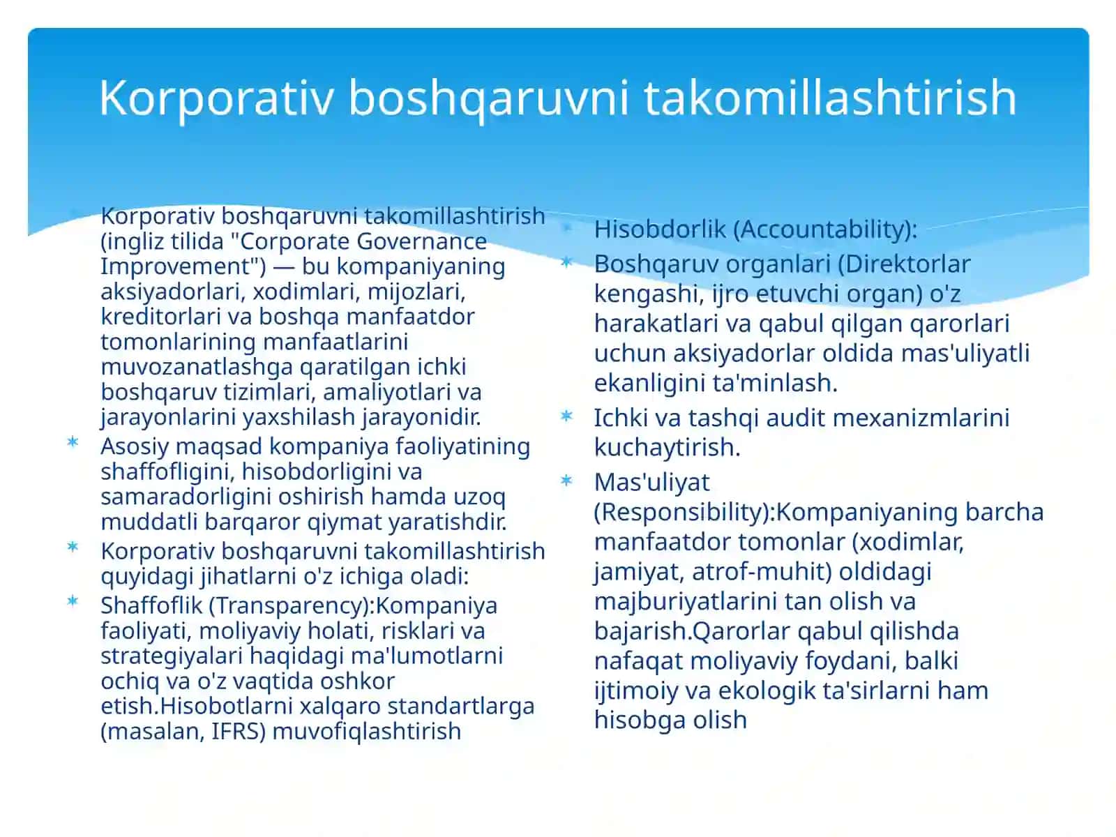 Korporativ boshqaruvni takomillashtirish 3