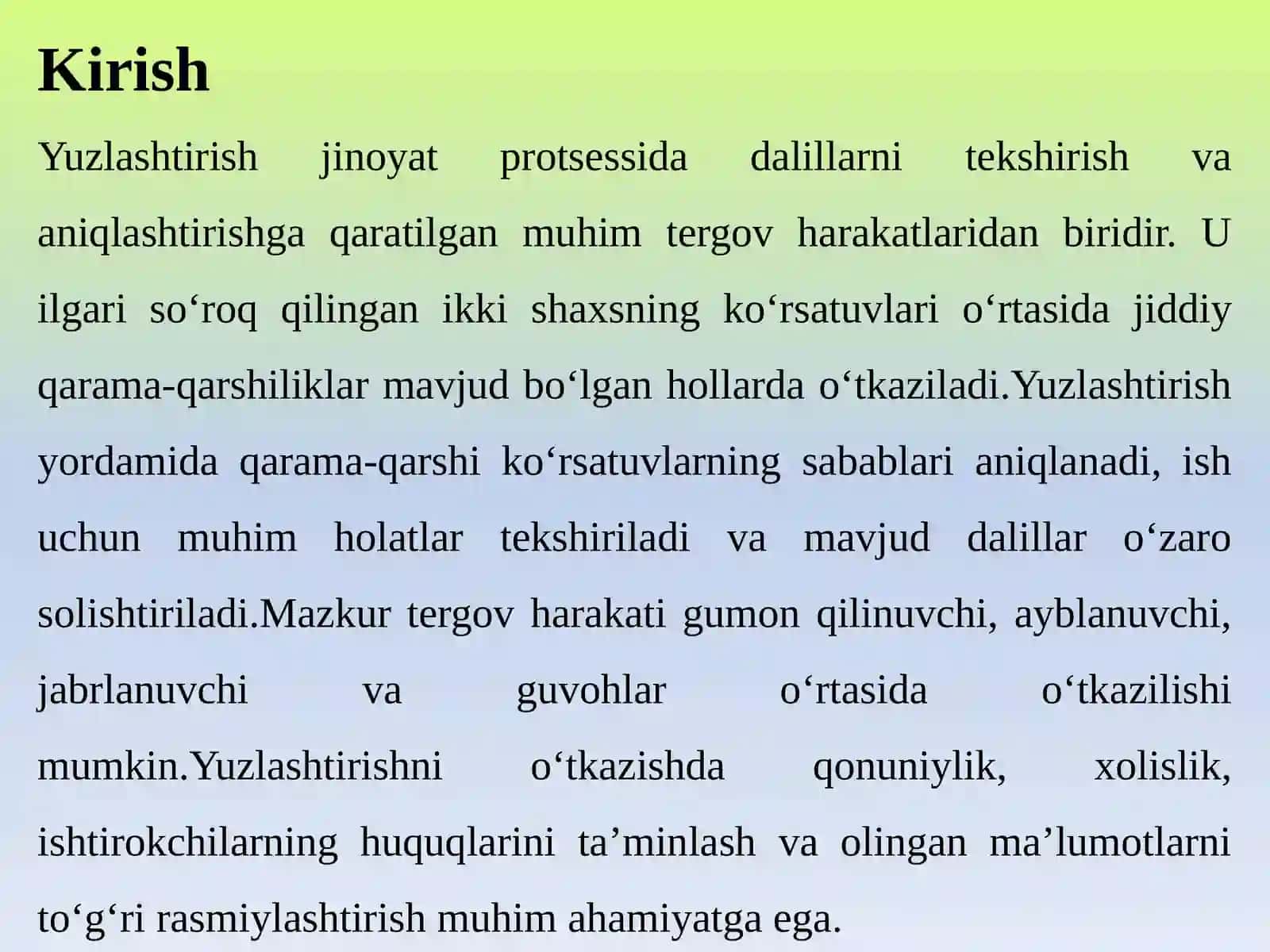 YUZLASHTIRISH TERGOV HARAKATINING O‘TKAZISH ASOSLARI VA TARTIBI 3